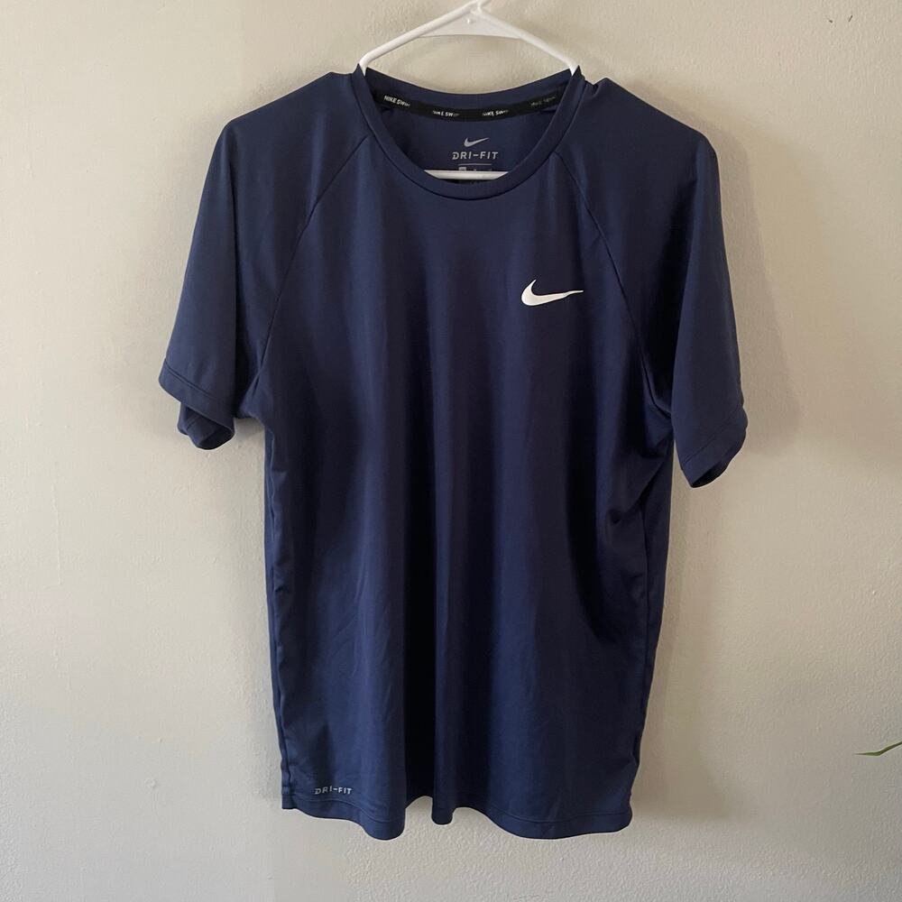 Nike UPF 40+ Hydroguard Swim Tee Mens Medium Navy Blue Dri-Fit Outdoors